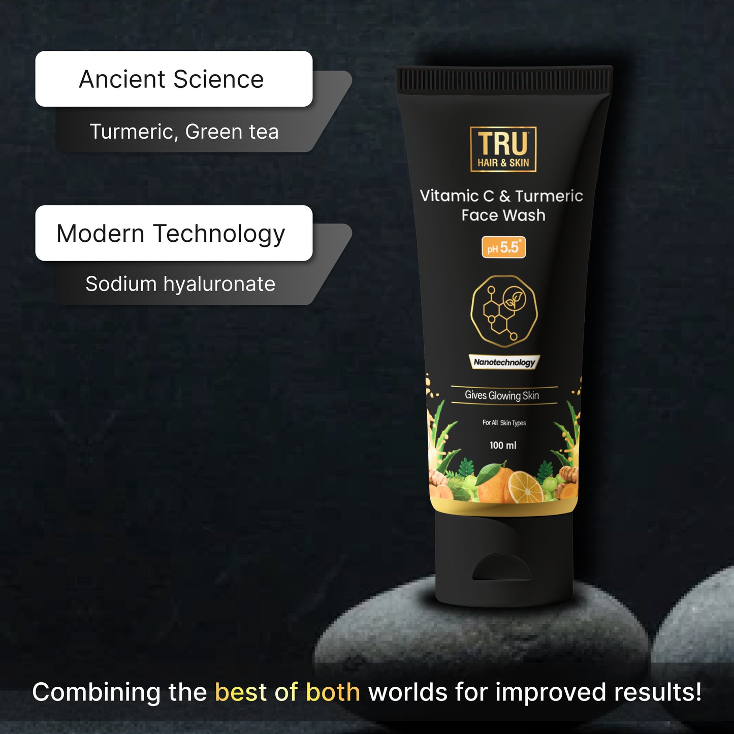 Tru Hair & Skin Nanotechnology Facewash with Kojic Acid, Vitmain C and Turmeric-100ml