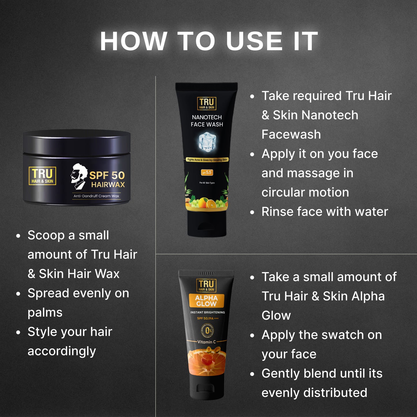 Grooming Combo - Nanotechnology Facewash-50ml + Alpha Glow Instant Brightening Cream-25ml + FREE SPF Hair Wax Cream-50gm