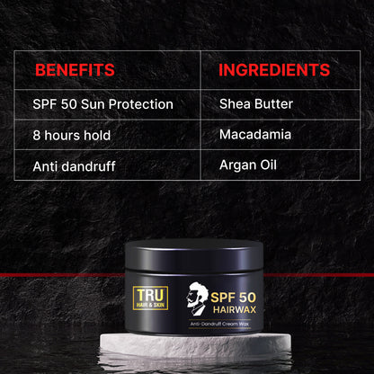 TRU HAIR & SKIN RebelX 2-in-1 Ice Blast Scrub (Natural Loofah) + SPF Hair Wax + Alphaglow Sunscreen | Detan Grooming Combo for Men | Scrub 100g, Hair Wax 50g, Alphaglow 25ml|-DOTD