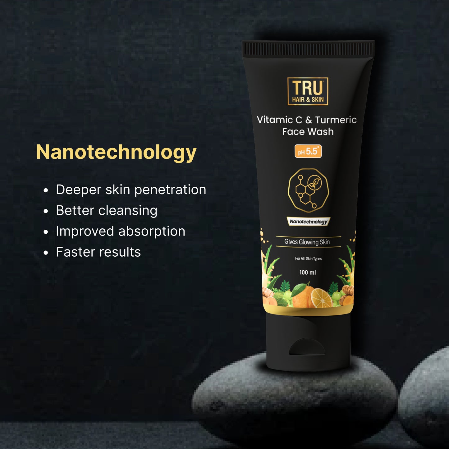 Tru Hair & Skin Nanotechnology Facewash with Kojic Acid, Vitmain C and Turmeric-100ml