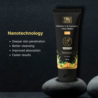Tru Hair & Skin Nanotechnology Facewash with Kojic Acid, Vitmain C and Turmeric-100ml