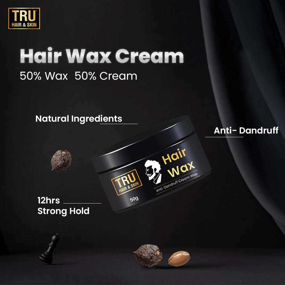 Hair Wax Cream For Men | Easy To Spread And Strong Hold For 12hrs + Anti - Dandruff | 50 gm
