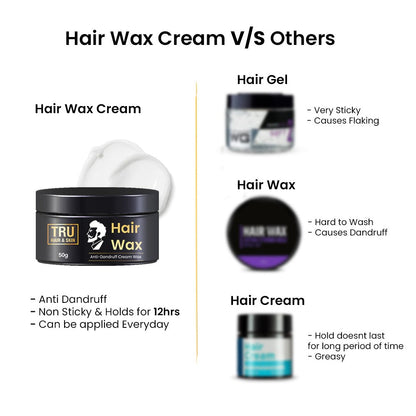 Hair Wax Cream For Men | Easy To Spread And Strong Hold For 12hrs + Anti - Dandruff | 50 gm wax cream - Best Offer