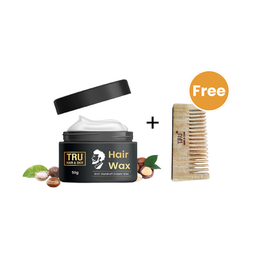 Hair Wax Cream For Men + Free Neem Wooden Comb| Easy To Spread And Strong Hold For 12hrs + Anti - Dandruff | 50 gm