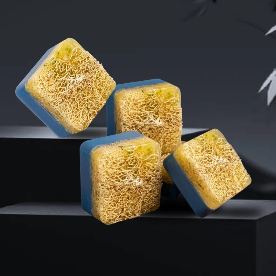 RebelX 4-in-1 Ice Blast Scrub | Natural loofah | Bathing Bar for Men | Handmade soap - 100gm | Pack of 4