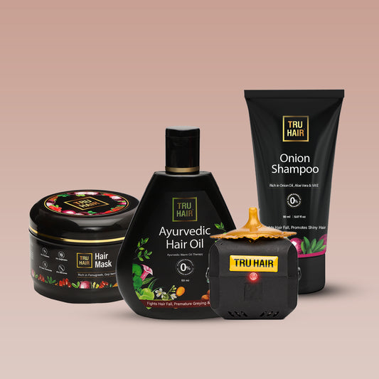 Ayurvedic Hair Oil with Free Heater (50ml) + Onion Shampoo (50ml) + Hair Mask (50gm)| Hair Growth Combo