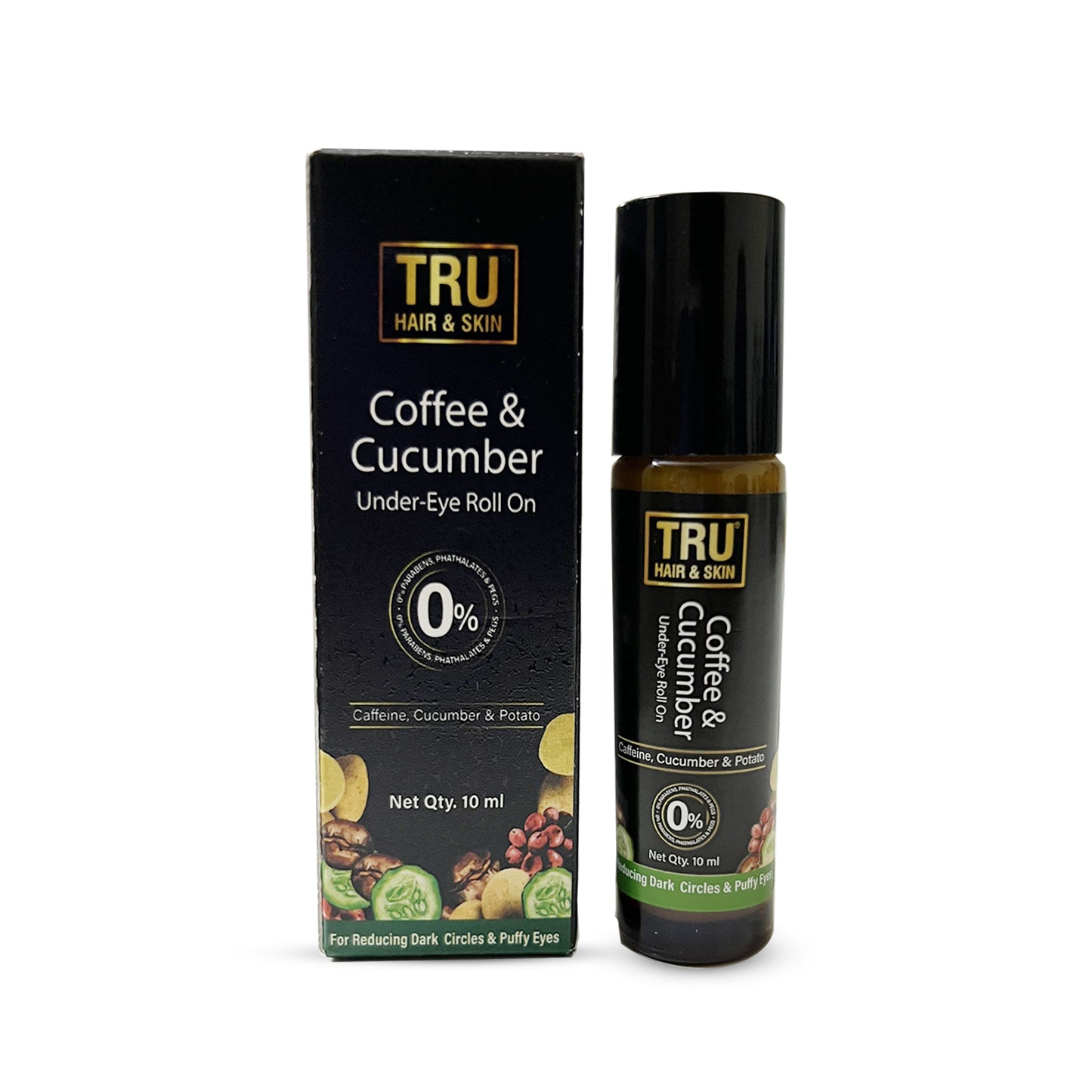 Coffee & Cucumber Under – Eye Roll On With Potato – 10ml | Reduces Dark Circles (Addon)