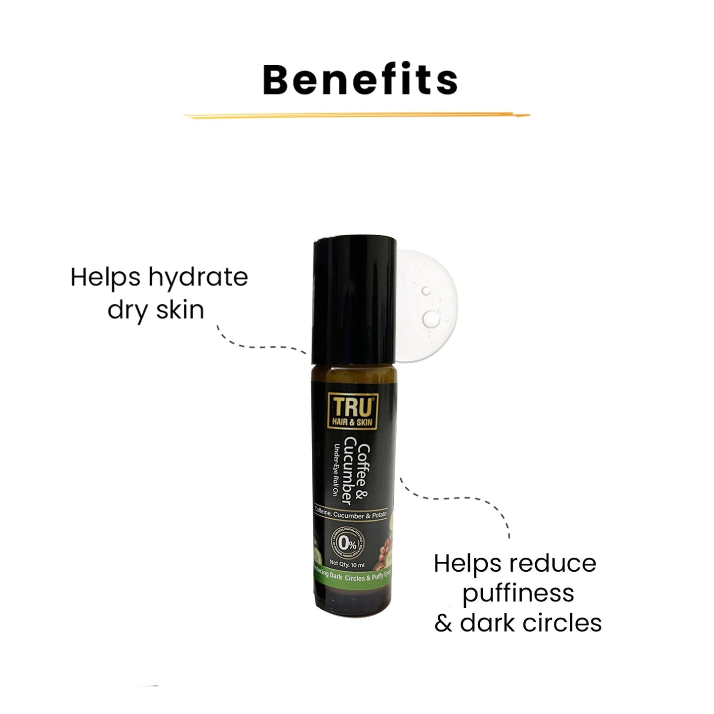 Coffee & Cucumber Under – Eye Roll On With Potato – 10ml | Reduces Dark Circles [BOGO]