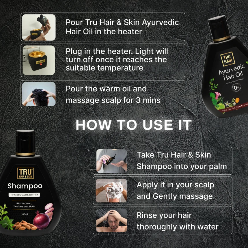Ayurvedic Hair Oil with Free Heater - 50ml + Onion Shampoo - 100ml | Helps in Hair Fall, Hair Growth & gives Shiny Hair