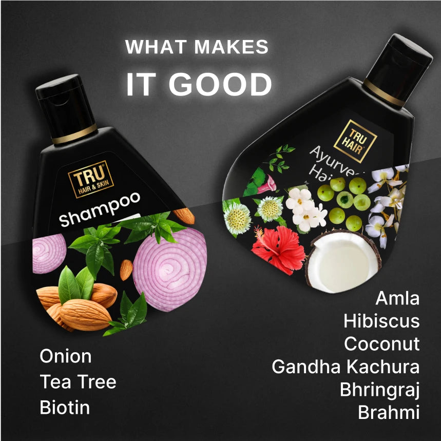 Ayurvedic Hair Oil with Free Heater - 50ml + Onion Shampoo - 100ml | Helps in Hair Fall, Hair Growth & gives Shiny Hair